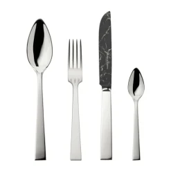 Robbe & Berking Besteck Set 6 Personen|The Box - Riva 150 g versilbert inkl. 24-tlg Besteckset Marble Cut