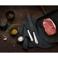 Tranchiergabel 25 cm Martelé Frozen Black 150 g versilbert<Robbe & Berking Best