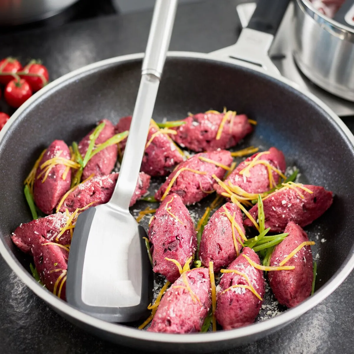 Rösle Messer & Co. Entdecken|Kochbesteck|Pfannenwender Rundgriff mit Silikonrand 35,5cm