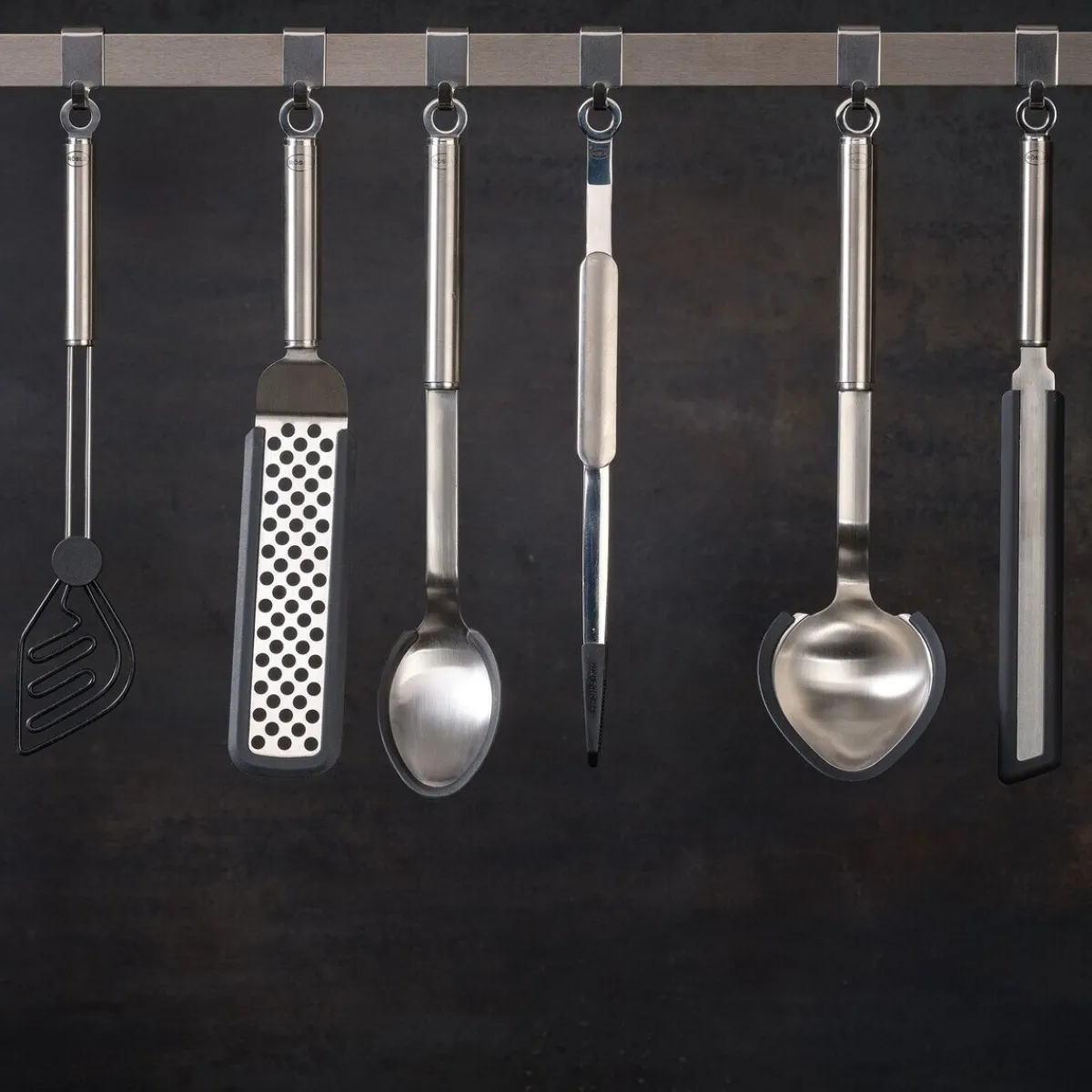 Portionslöffel Rundgriff mit Silikonrand 32,5cm<Rösle Discount