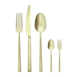 Sambonet Besteck Set 12 Personen|Italienische Genüsse|Besteck-Set 60-tlg. Rock Antique PVD Champagne