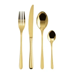 Sambonet Besteck Set 6 Personen|Spanischer Sommerurlaub|Besteck-Set 24-tlg. Taste Mirror PVD Gold