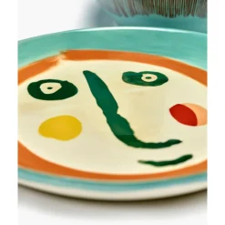 Frühstücksteller mit Gesicht 2 19 cm Feast bunt<Serax