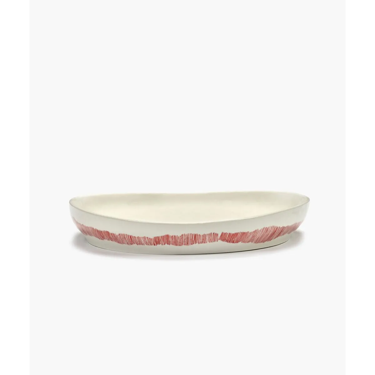 Serax Servierplatten|Servierplatte M 36 cm Feast weiß/rote Streifen