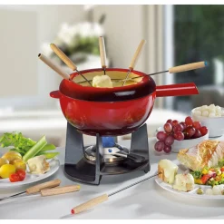 Spring Silvesterparty|Winterküche|Fondue-Garnitur 12-tlg. Saas-Fee rot