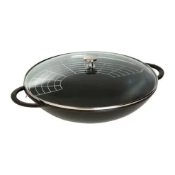 Wok mit Glasdeckel 37 cm schwarz<Staub Discount