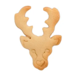 Städter Plätzchen Ausstecher|Präge-Ausstecher Hirschkopf 6 cm silber