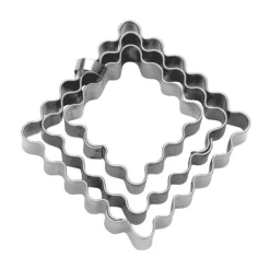 Städter Backzubehör|Kochwelt Entdecken|Terrassen-Ausstecher Quadrat gewellt 3er-Set edelstahl