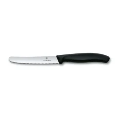Tomaten- und Tafelmesser 11 cm Wellenschliff Swiss Classic schwarz<Victorinox New