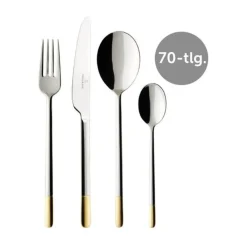 Villeroy & Boch Besteck Set 12 Personen|Besteck-Set 70-tlg. Ella Edelstahl teilvergoldet