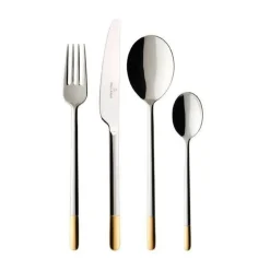 Villeroy & Boch Besteck Set 12 Personen|Besteck-Set 70-tlg. Ella Edelstahl teilvergoldet