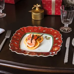 Villeroy & Boch Weihnachten|Speiseteller 28x28cm eckig rot Toy's Delight