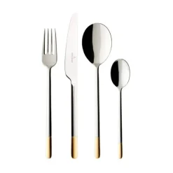 Villeroy & Boch Besteck Set 6 Personen|Tafelbesteck 24tlg. Ella teilvergoldet