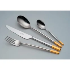 Villeroy & Boch Besteck Set 6 Personen|Tafelbesteck 24tlg. Ella teilvergoldet