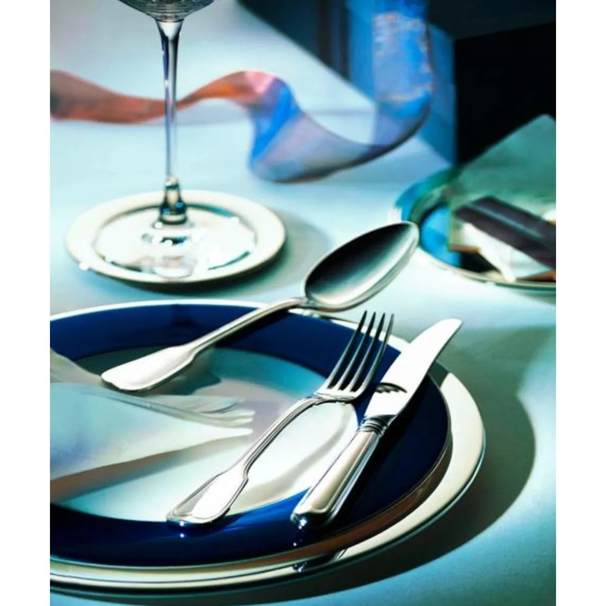 Wilkens Echtsilber Besteck|Menügabel Augsburger Faden 925 Sterlingsilber