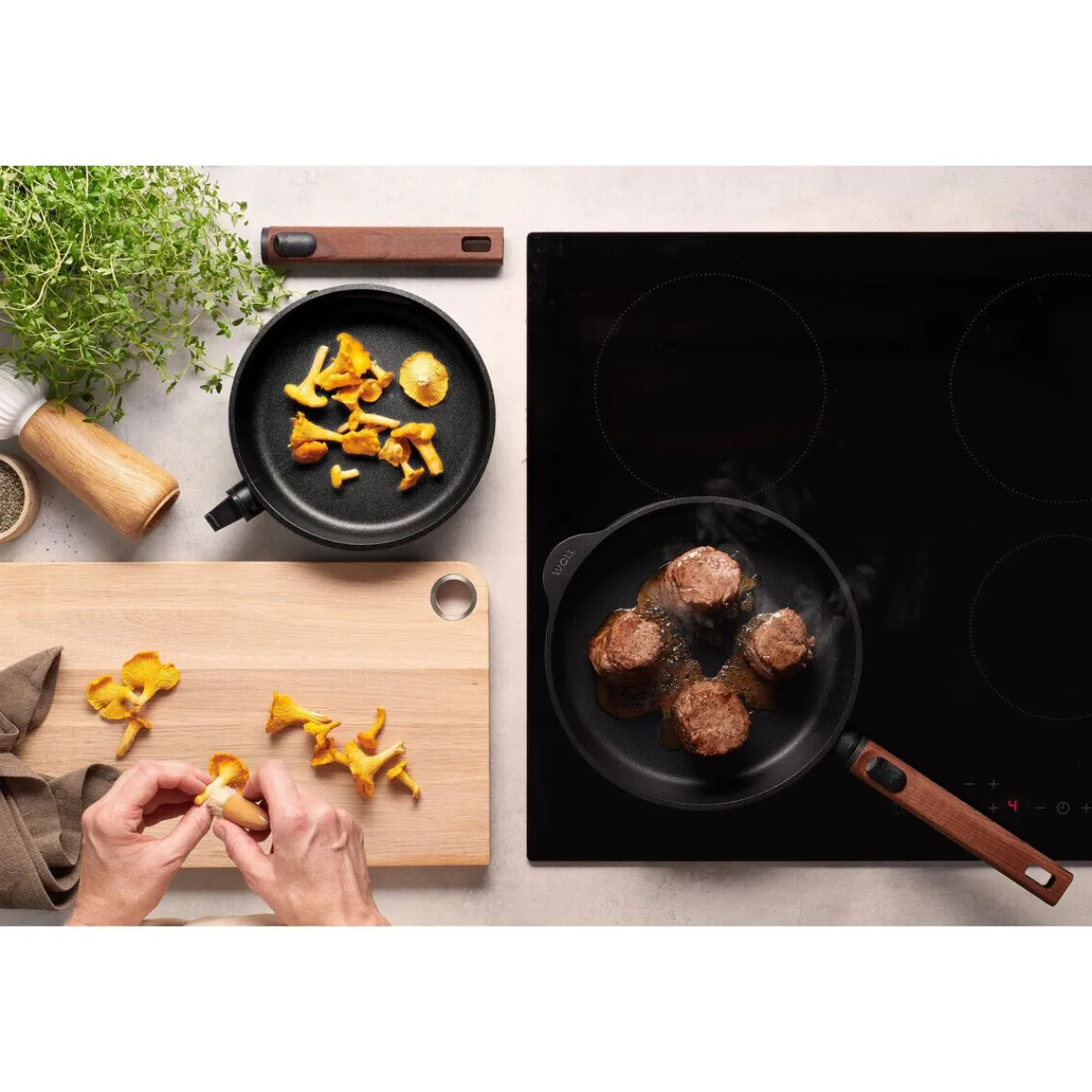 Guss-Flachpfanne 28 cm Eco Logic QXR schwarz<Woll Hot